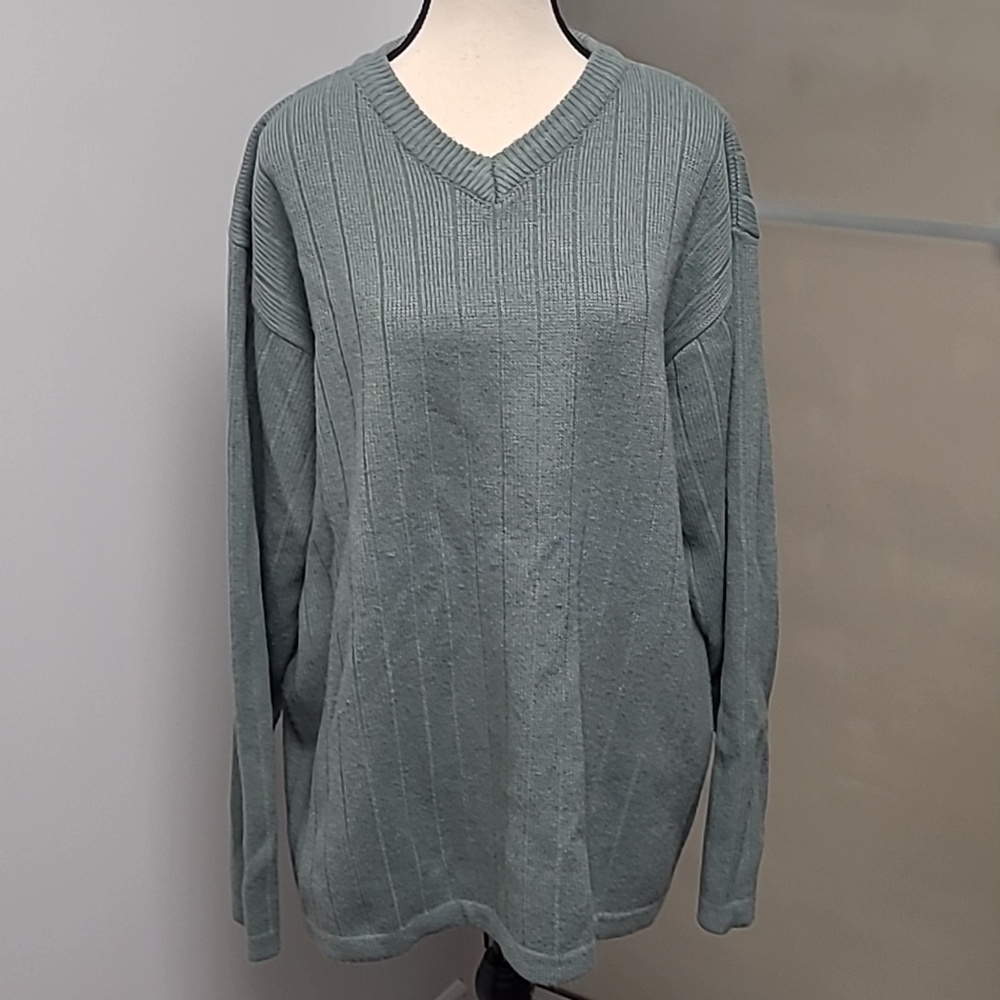 Denver Hayes Size 2XL Blue Grey Longsleeve V-Neck Sweater